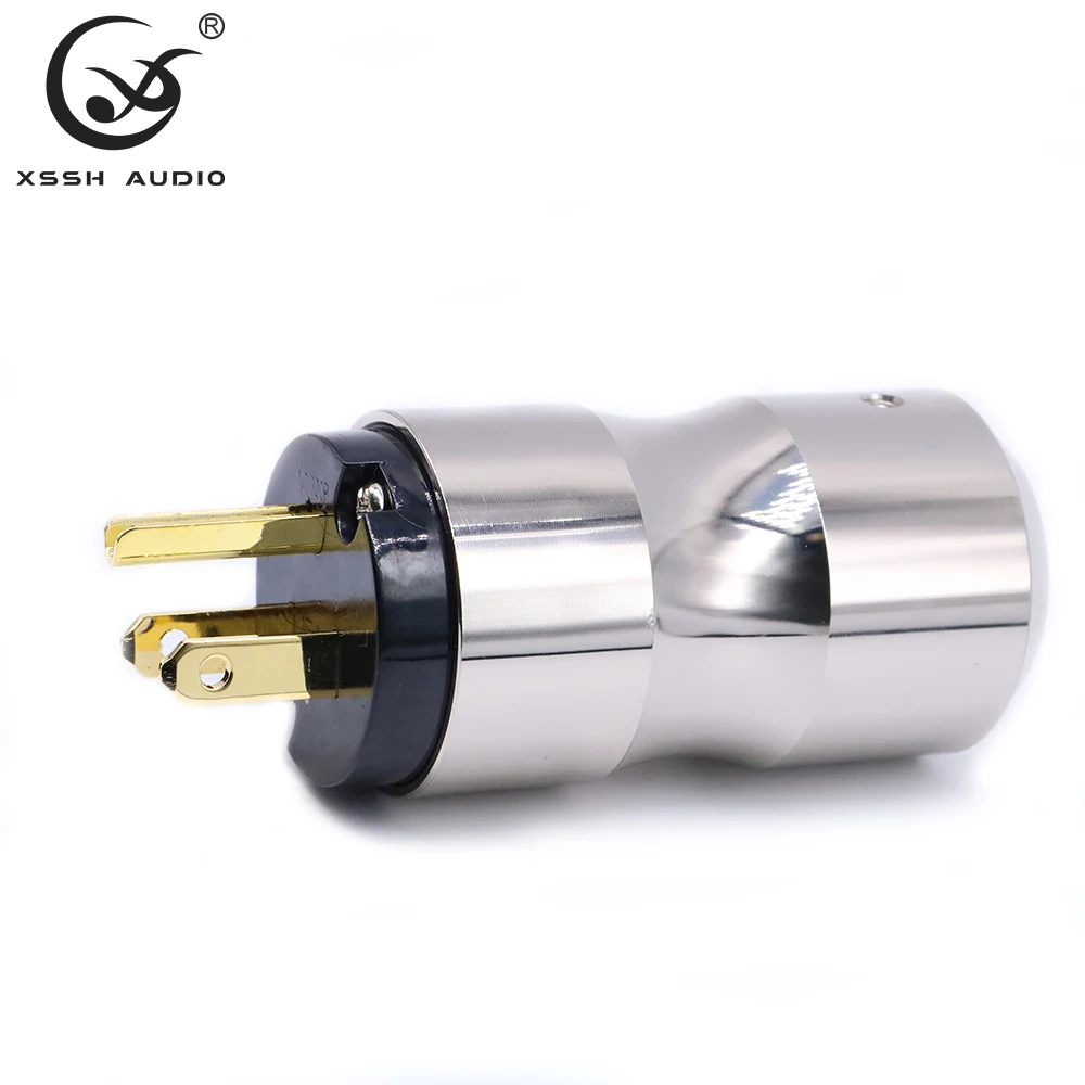 XSSH Audio HiFi Hi-end Female Male 3 Pins 2 Pins Pure Copper Plated Gold Rhodium US EU IEC AC Power Plug Connector Electric Jack