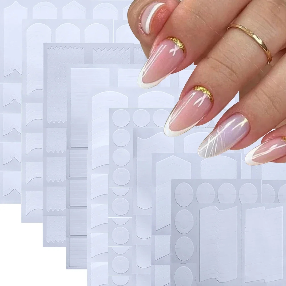 French Manicure Nail DIY Designs Stickers Self-Adhesive Nail Art Tips Form Guide Sticker Nails Line Auxiliary Decoration Tools