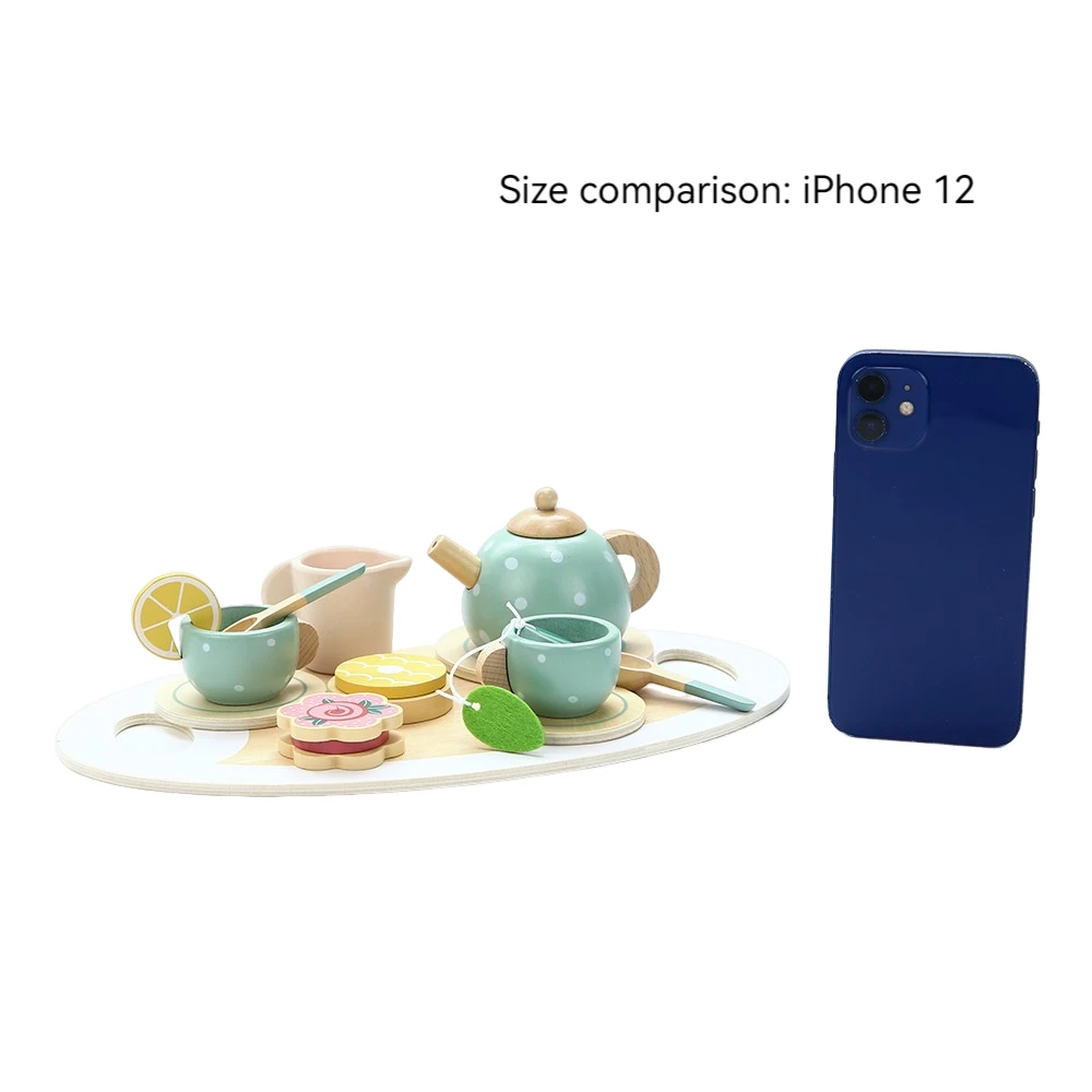 Wooden Tea Set for Kids - Pretend Play Kitchen Accessories 4