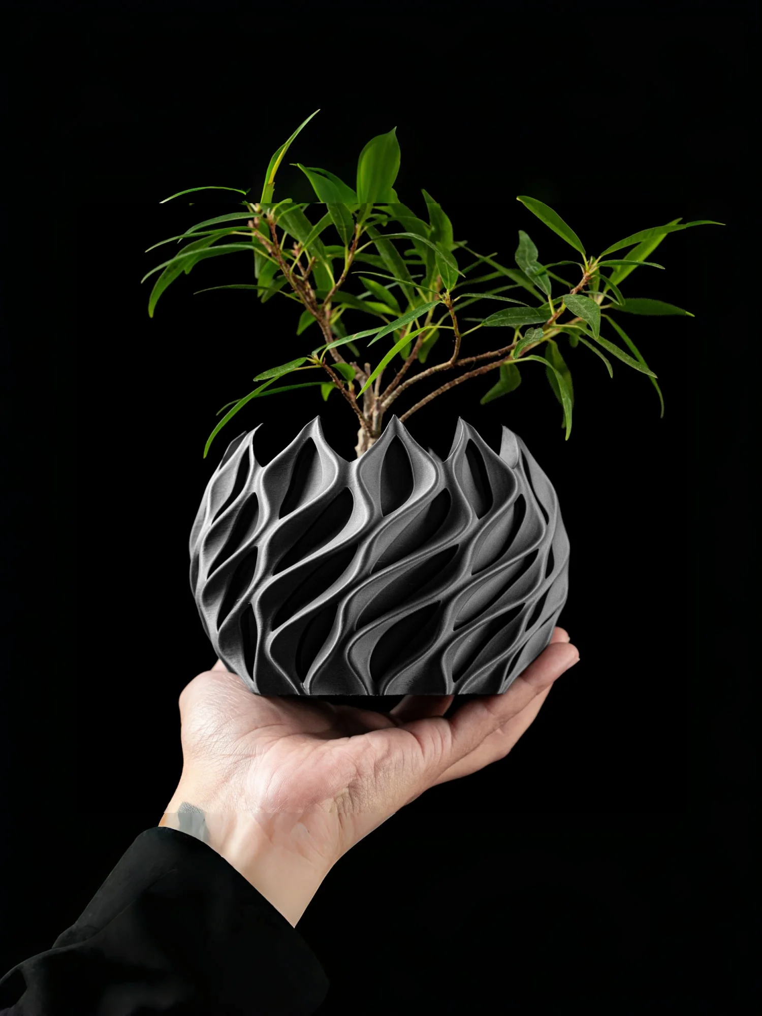3D Printed Flower Pot, Biodegradable Texture Design - Modern Planters for Indoor Outdoor, Gardening Decor, Macetas para Plantas