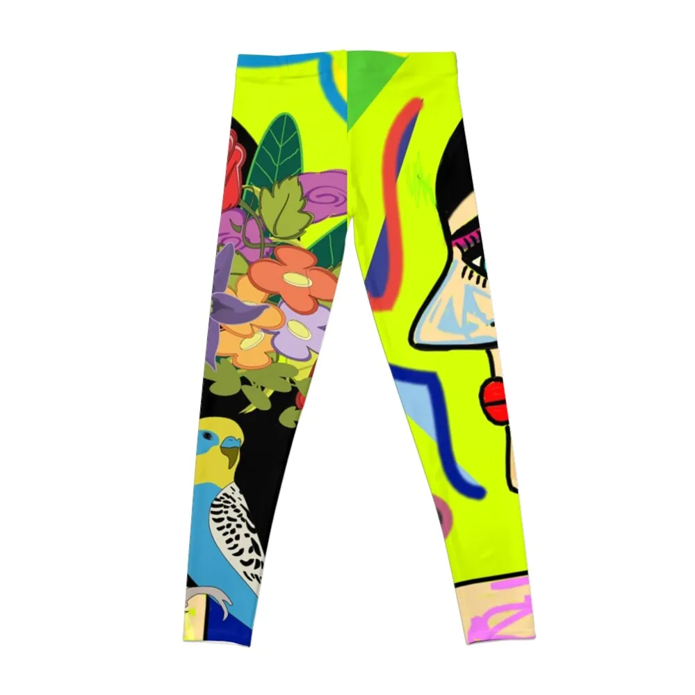 Latin Lady with Budgie and Flowers Leggings Jogger pants Golf wear legings for fitness trousers Womens Leggings