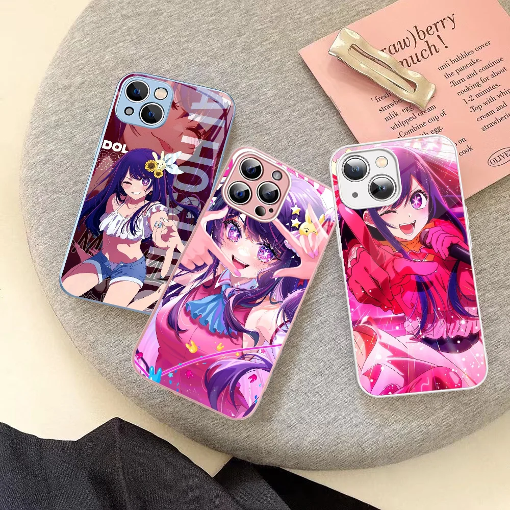 Anime Oshi No Ko Hoshino Phone Case Tempered Glass For Iphone 14 13 12 11 Pro Mini XS MAX 14Plus X XS XR Fundas