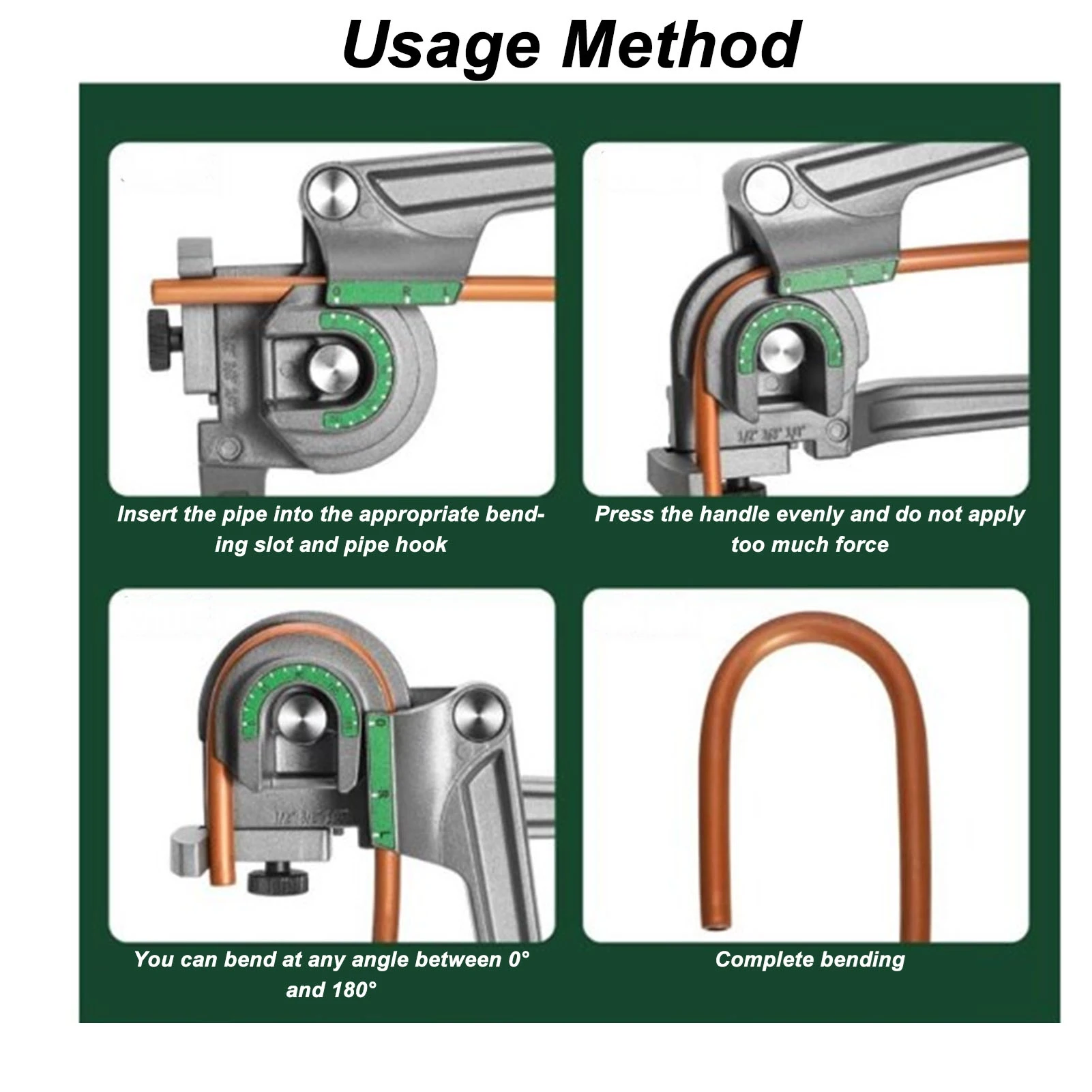 Tubing Bender Lightweight High Strength 3 in 1 Tubing Bending Tool 1/4 3/8 1/2 Inch 0 To 180 Degree for Refrigeration