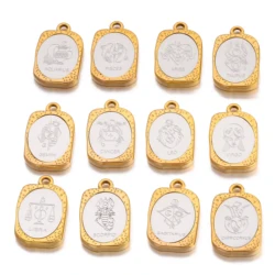 3Pcs Mirror Polished Zodiac Astrological Sign Charm 12 Constellation Pendants Necklace Making Supplies for DIY Jewelry Accessori
