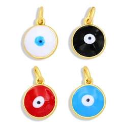 OCESRIO Brass Gold Plated Evil Eye Enamel Charms for Jewelry Making Bulk Small Charms Jewelry Making Supplies chma060