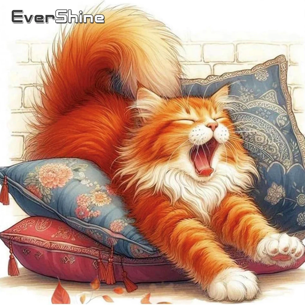 Evershine Diamant Malerei Tier voller Bohrer Platz Diamant Stickerei Katze Bild Strass neue Ankunft Home Decor