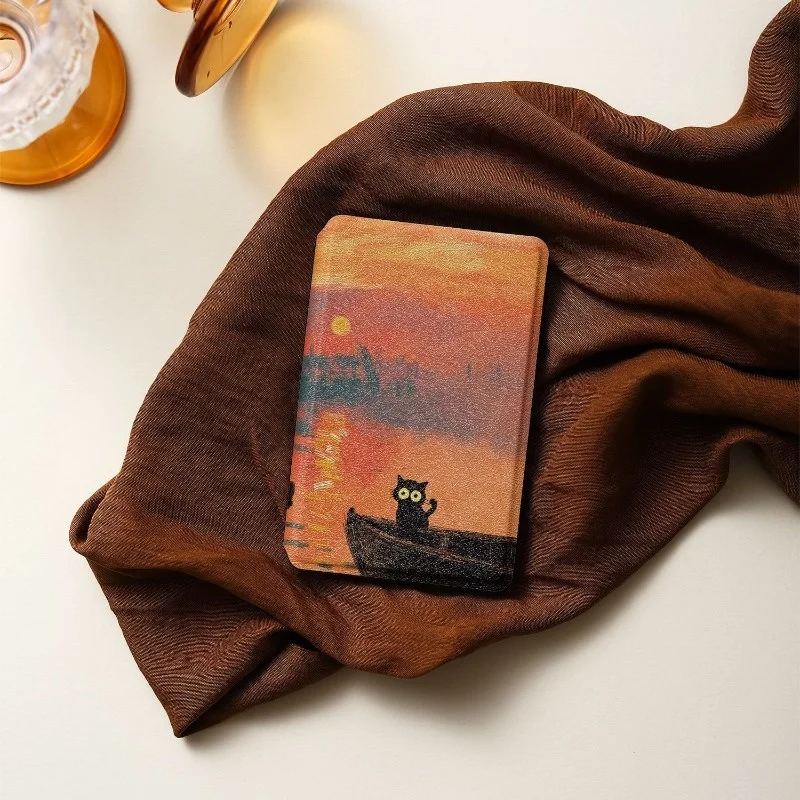 For XTEINK X4 Classic Ink Screen Reader Protective Cover PU Material Cute Black Cat Strong Magnetic Lightweight Portable Case