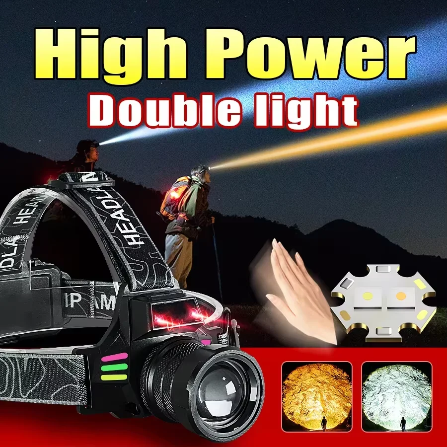 

Super Bright Headlamp Most Powerful Long Range Head Flashlight Motion Sensor Headlight With Yellow Light Fishing Head Torch