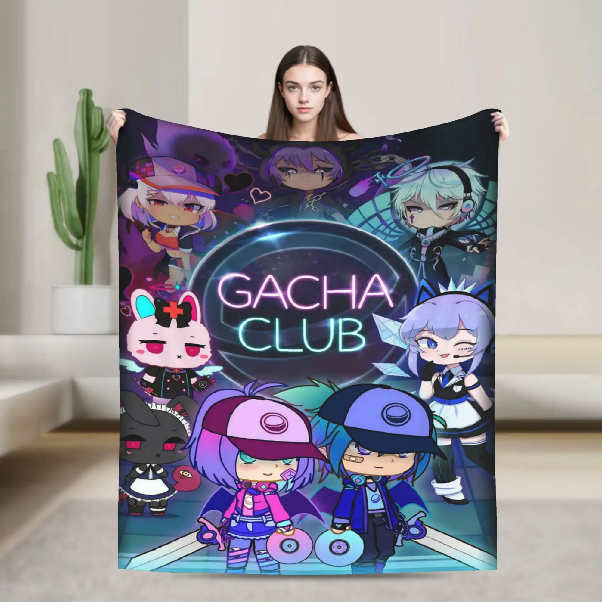 Gacha Life Cartoon Stuff Blankets Super Soft Fleece  Throw Blankets Cozy Bedspreads