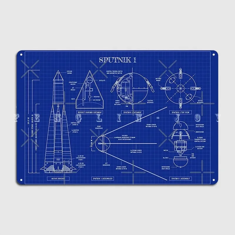 Sputnik 1 Metal Plaque Poster Wall Pub Club Bar Personalized Plaques Tin Sign Poster