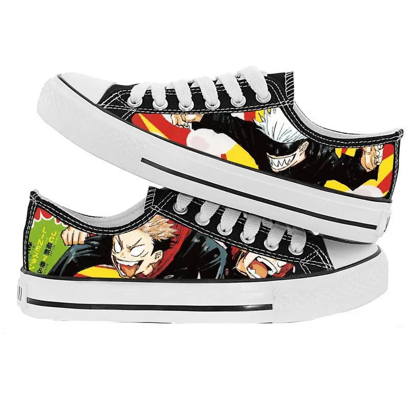 Jujutsu Kaisen Satoru Gojo Sneakers Black Canvas Shoes Anime Graffiti Breathable Cool Street Shoes Brand Sneakers Causal Shoes