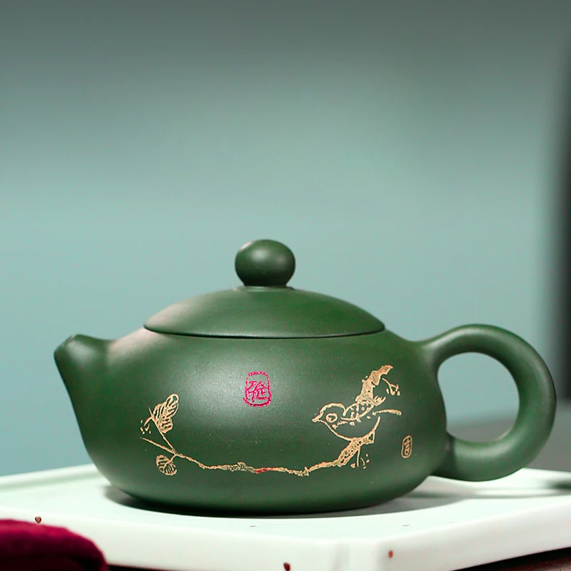 

Chinese Yixing Teapot Purple Clay Filter Xishi Teapots Beauty Kettle Raw Ore Green Clay Handmade Tea Set Authentic 170ml