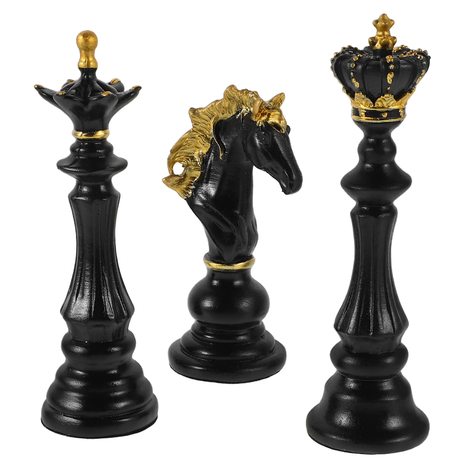 3Pcs Realistic Texture Chess Sculpture Set Intellectual Chessboard Decor for School Office Home Stylish Chess
