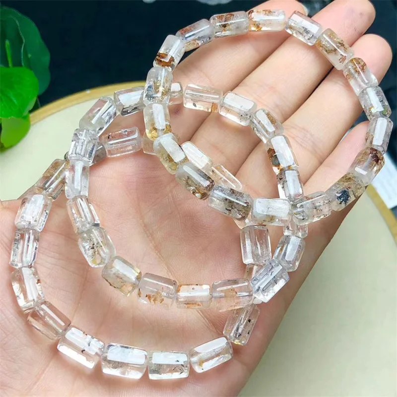 

Natural Herkimer Diamond Bucket Bracelet Fashion Healing Personalized For Men Women Gemstone Jewelry Lovers Gift 1pcs 6x8mm