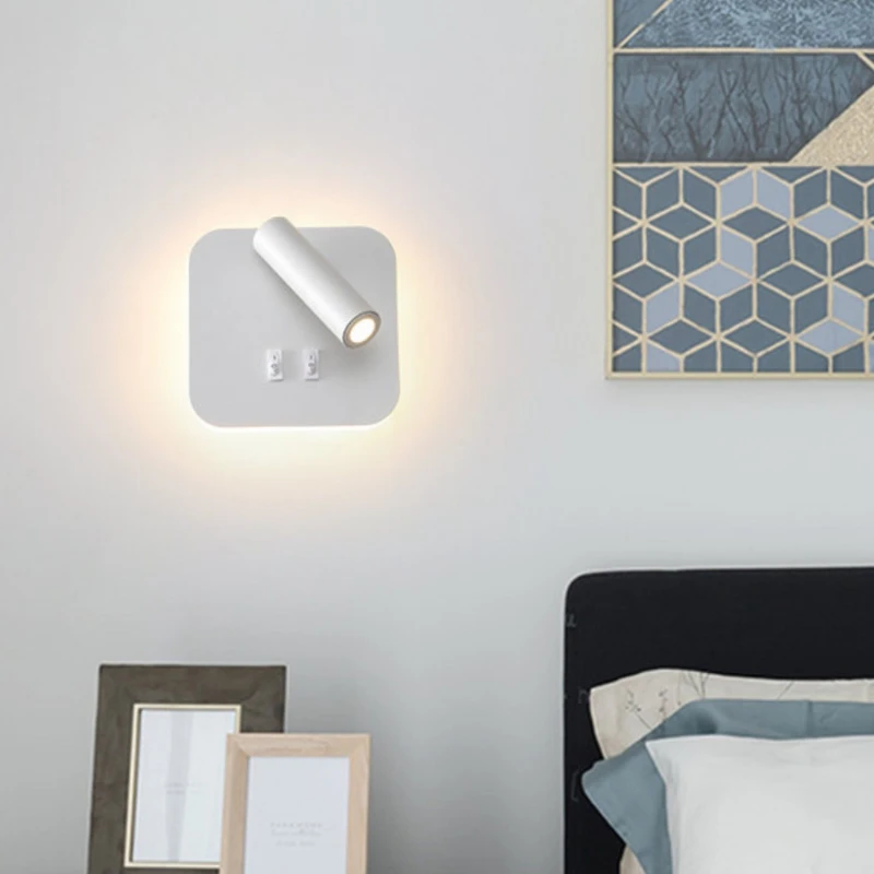 LED Wall Light Bedside Warm light Reading Light With Switch USB Charging Port Adjustable Mood Lighting For Bedroom Kitchen