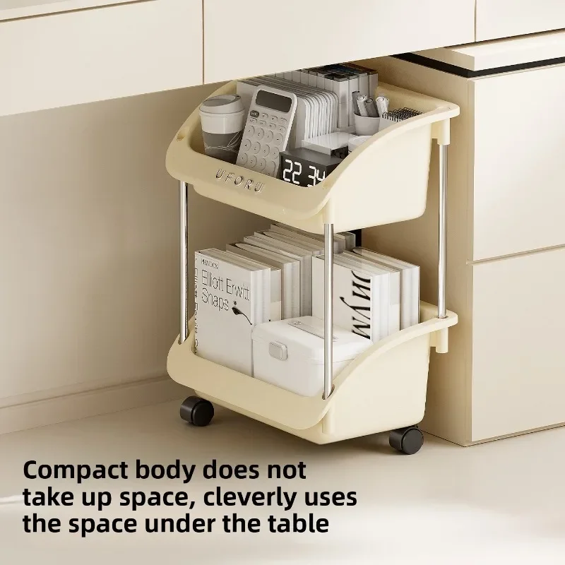 Organizer Multi Layer Storage Cart Household Small Cart Small Cart Movable Plastic Wheeled Deskside Backpack Books Storage Rack