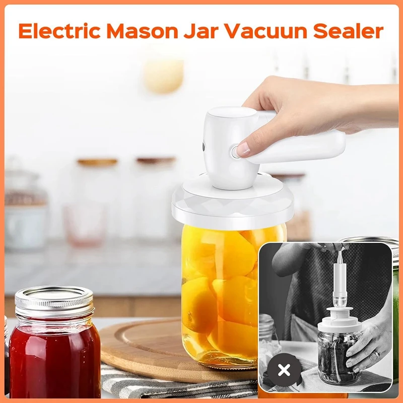 1Set Cordless Mason Jar Sealer Vacuum Kit  Vacuum Sealer Air Pump Fit For Wide Mouth & Regular Mouth Mason Jar