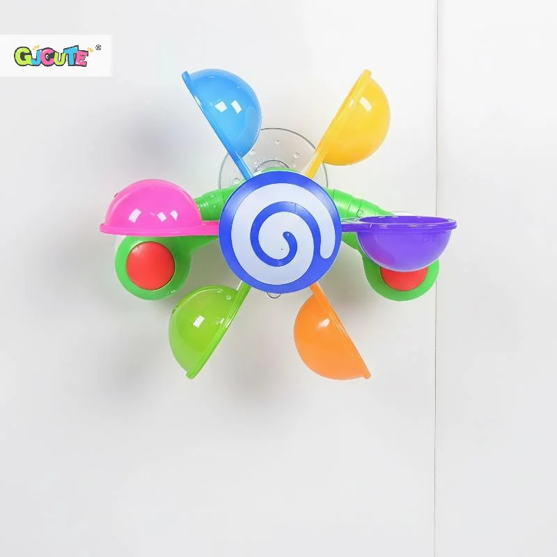 Rainbow Windmill Toddlers Bathing Sucker Water Spray Toy Colorful Waterwheel Baby Bath Toys Set Shower Sprinkler Toy
