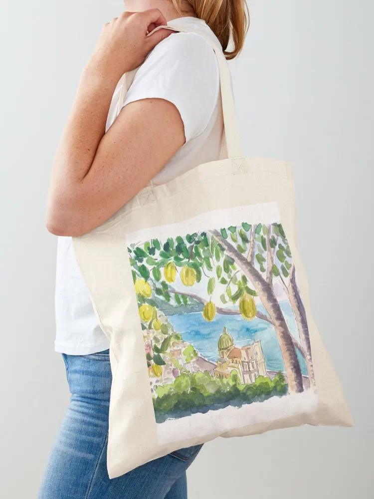 Amalfi Coast Seaview with Fresh Limes on Tree Tote Bag shoping bag shopper bag woman