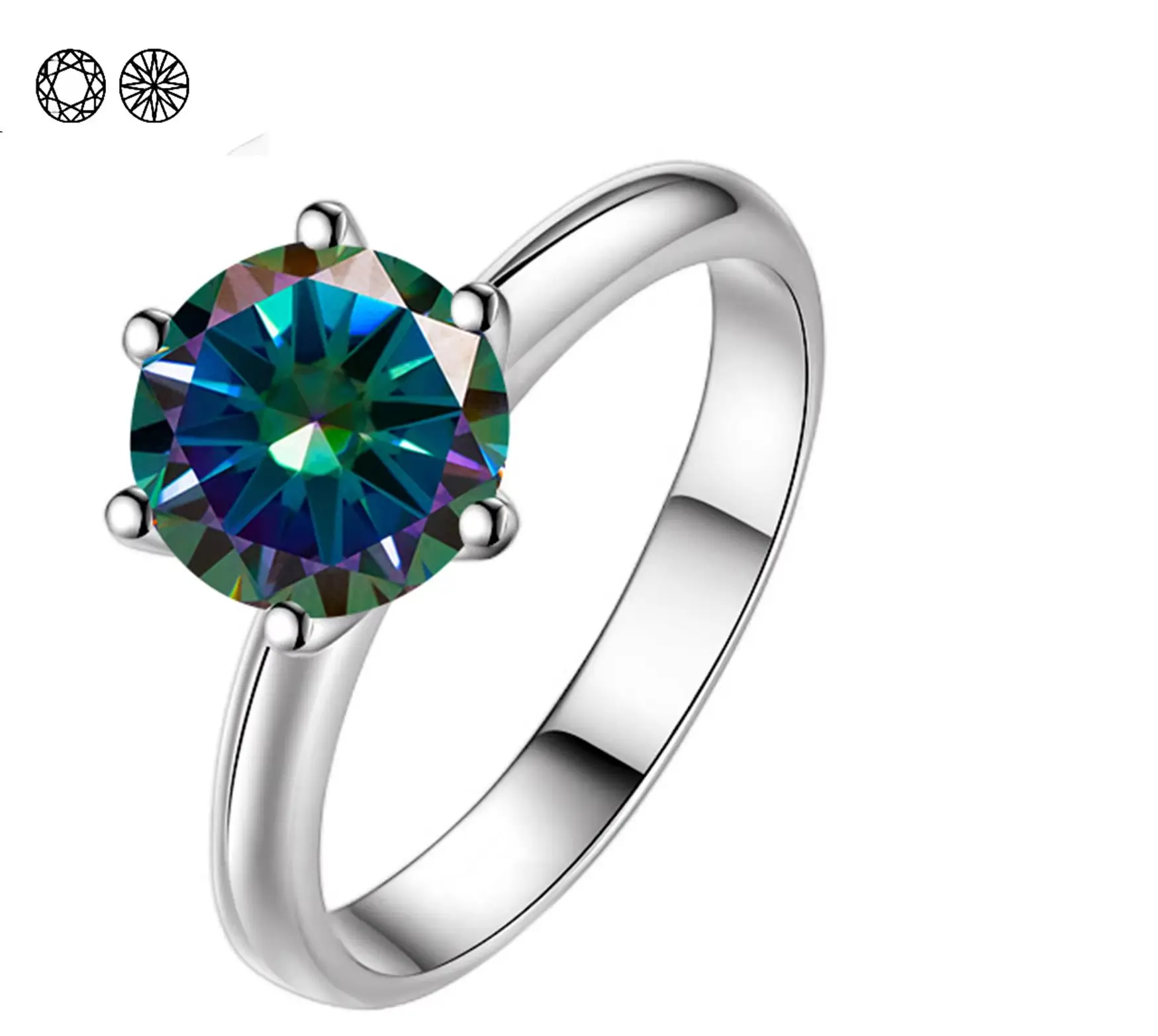 Solid 925 Sterling Silver Ring with Real D Color VVS Moissanite Stone Fine Jewelry for Women Wedding Engagement Finger Rings