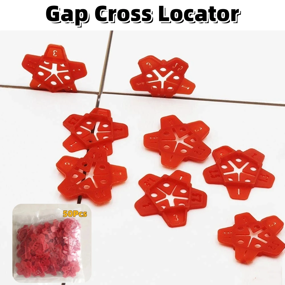 50Pcs Plastic Wall Tiles Gap Cross Locator Reusable Floor Wall Leveling Device 5-in-1 Multi-purpose Crosses Renovation Parts