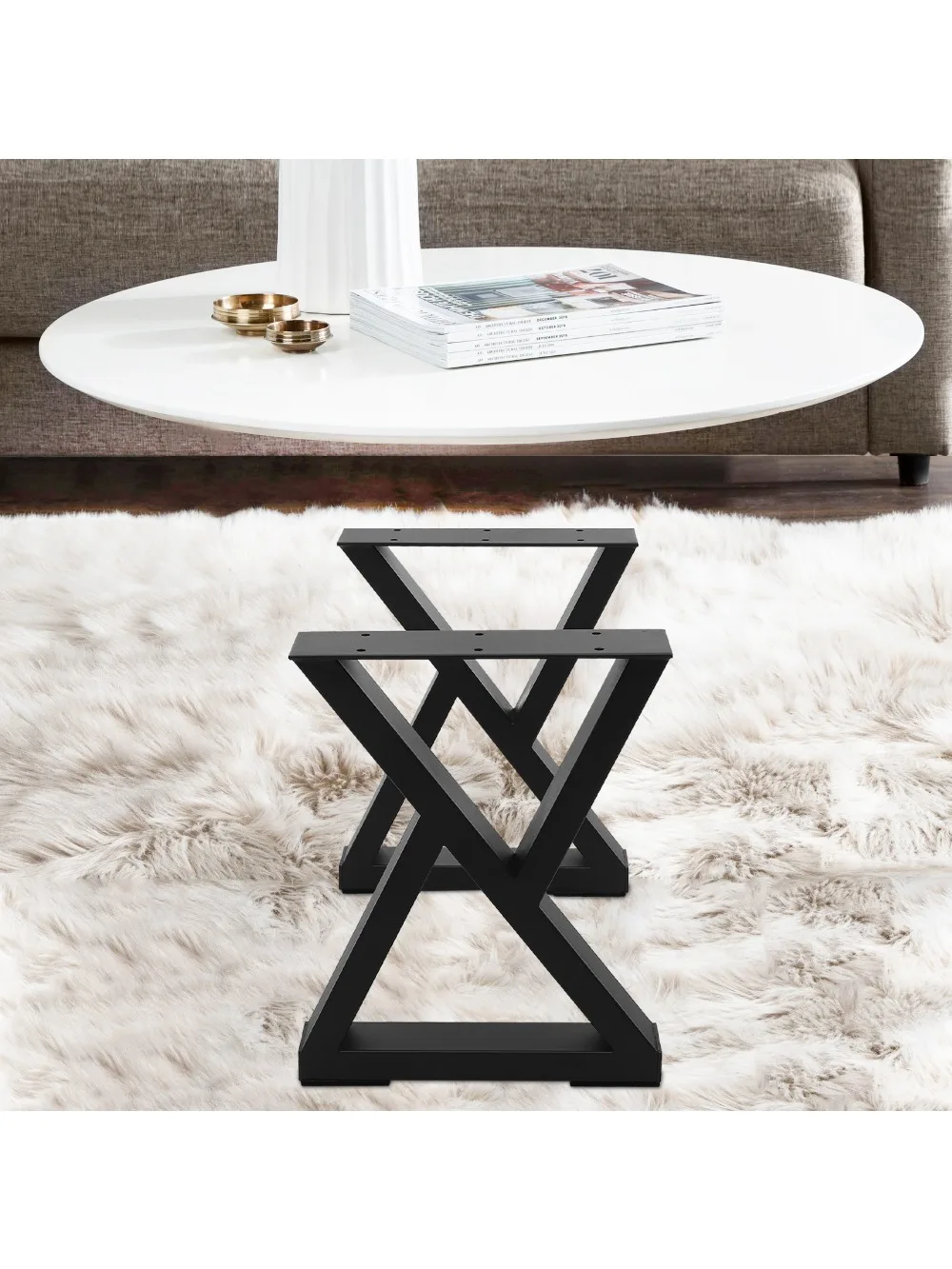 Set of 2, Heavy Duty Metal Legs, Breakfast Bar Stand Bench Dining Table Legs for DIY Table, Desk, Bench, Load 440 lbs, Black