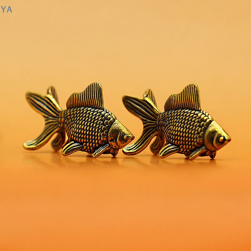 【SA】Figurines de poissons rouges, statue d'animal porte-bonheur en laiton rétro, décoration d'intérieur, décoration de bureau, animal de compagnie pour le thé, cadeaux mignons