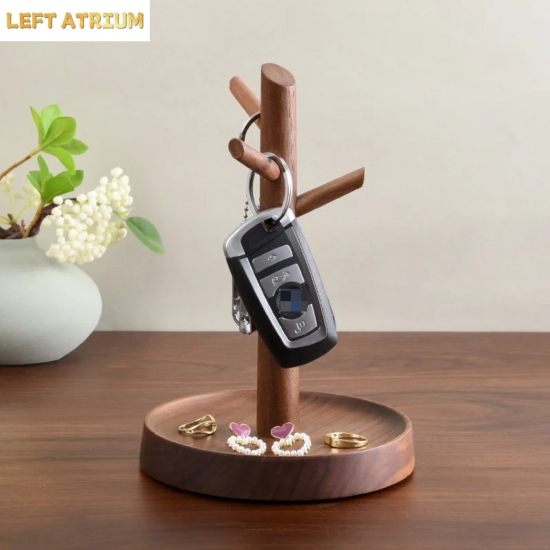 Seat Style Solid Wood Storage Rack Entrance Key Tray Branch Storage Holder Jewelry Hanger Desktop Shelf Organizer Storages Tray