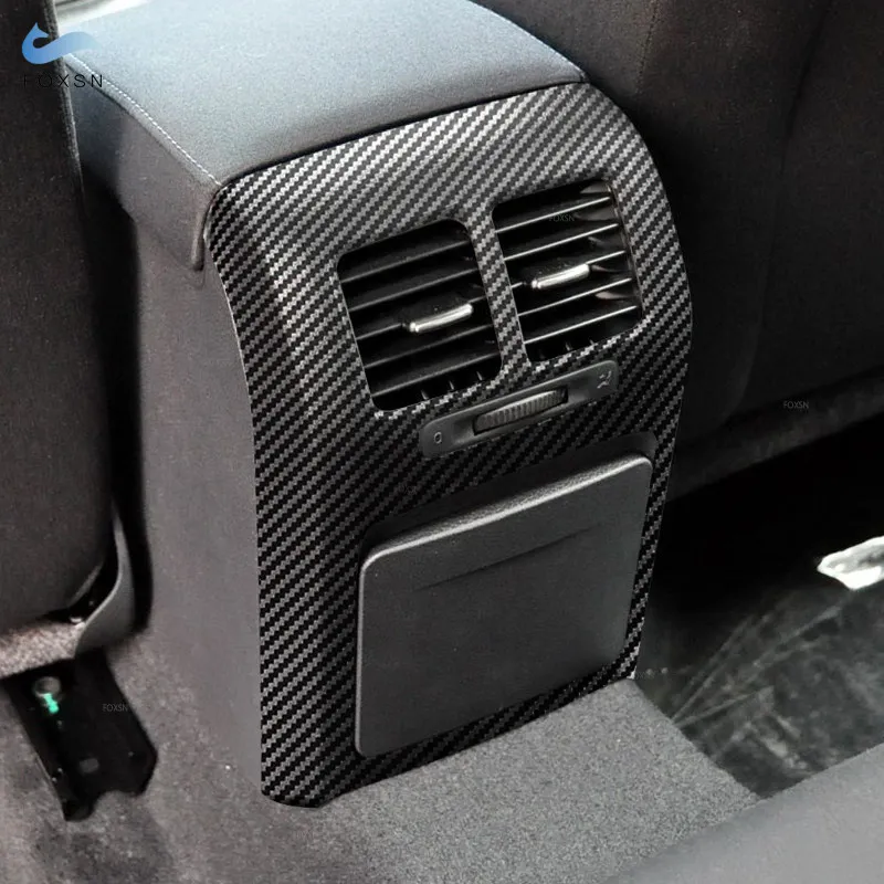 For VW Golf 6 MK6 2008 - 2013 Car Center Control Armrest Box Rear Air Condition Outlet Cover Trim Accessories Carbon Fiber Grain