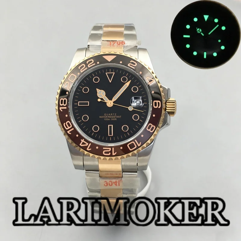 

Мужские кварцевые часы LARIMOKER 40 мм с индивидуальным логотипом 515 из нержавеющей стали и двухцветным сапфировым стеклом, водонепроницаемым черным циферблатом.