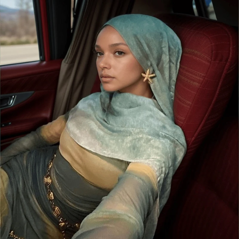 

Мусульманский трикотаж 2025, шарф-хиджаб, мягкие однотонные шали, платок, платок, женский мусульманский ислам, арабский тюрбан на голову для женщин, шарфы