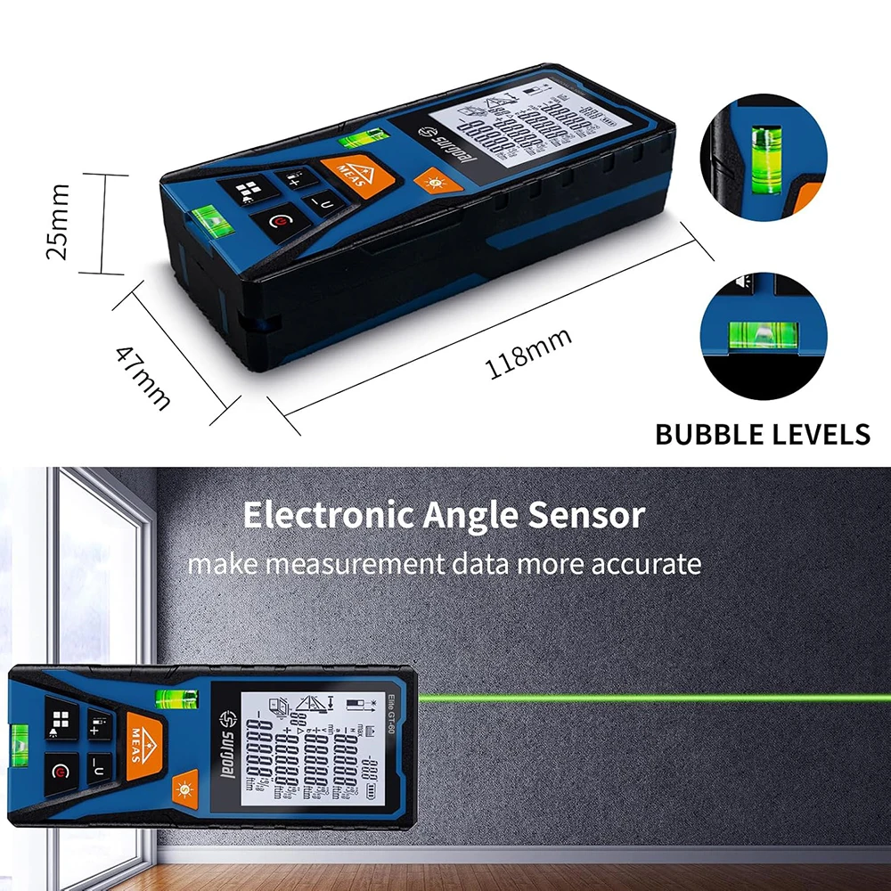 ARTBULL 120m Digital Green Laser Tape Measure 50M Laser Distance Meter Rangefinder with Horizontal