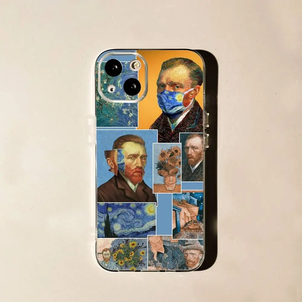 حافظة هاتف بنمط فان جوخ العتيق لهاتف آيفون 17,16,15,14,13,12,11 Plus,Pro,Max,Air,XR,XS,7,8 Plus,SE,Mini شفافة ناعمة #4