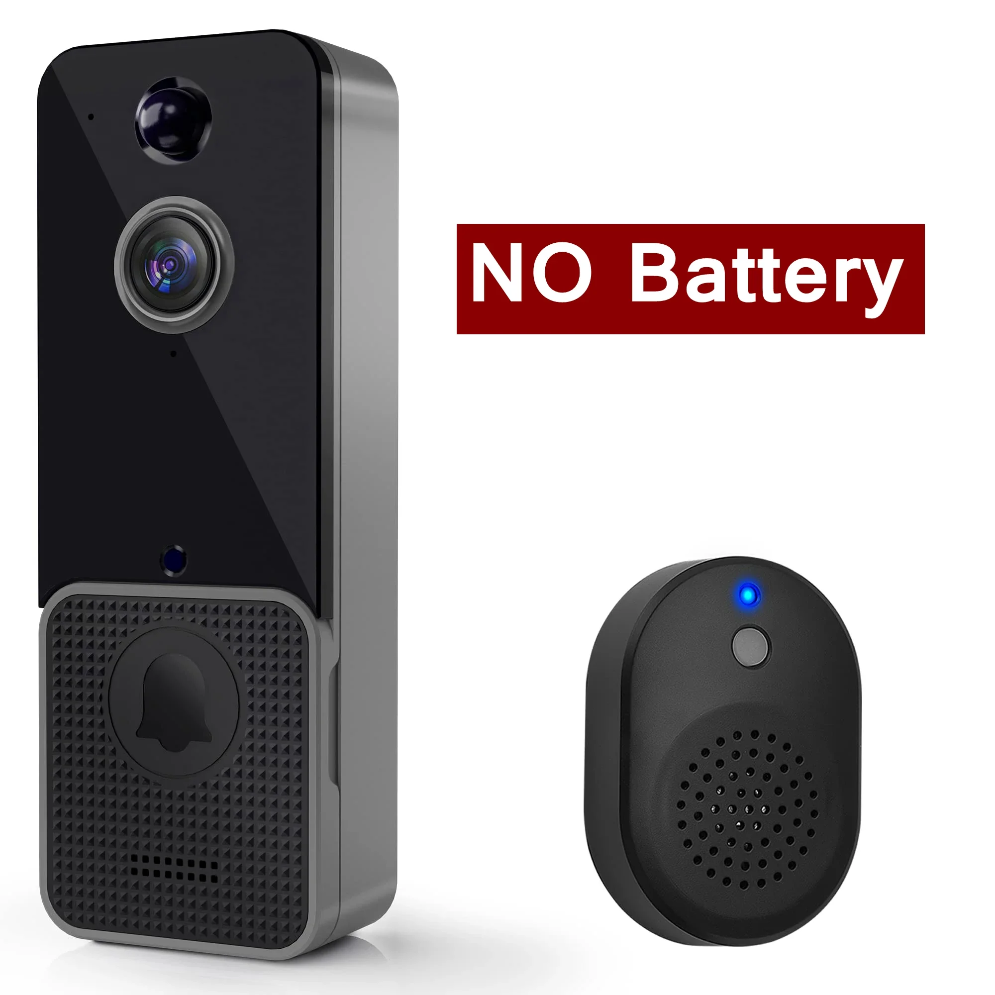 Caméra de sonnette vidéo sans fil WiFi, détection humaine PIR, stockage en nuage, interphone de port