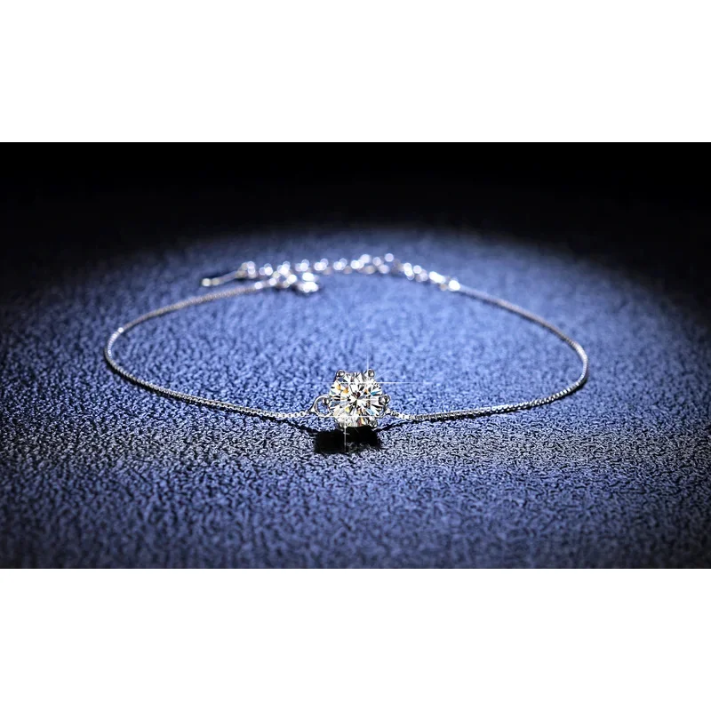 

18K Gold Moissanite For Girlfriend Holiday Gift Bracelet PT950 Platinum Six Claws Simple Women'S Model