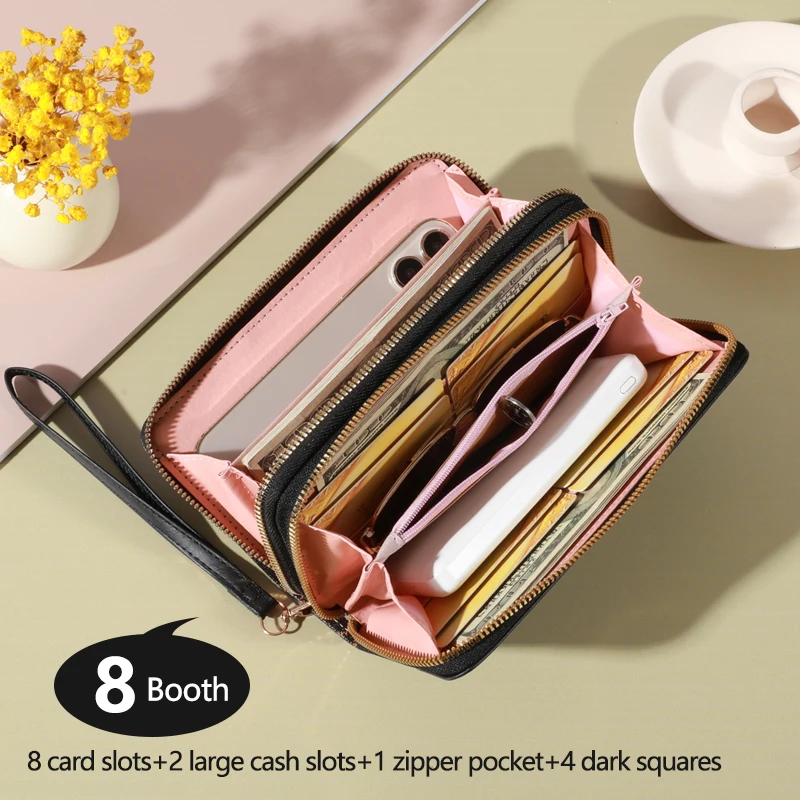 Classic Wallet, Large Capacity Clutch Purse With Zipper, Card Holder With 8 Slots And Multiple Compartments, Elegant Hand Clutch