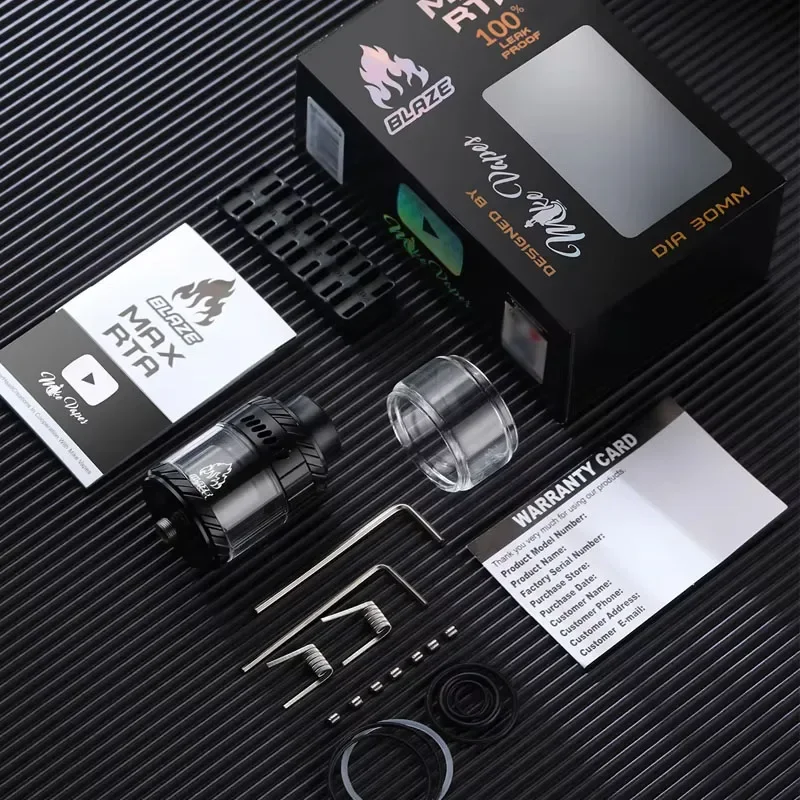 Cigarros eletrônicos atomizador Thunderhead Criações Blaze Max RTA 30mm de diâmetro 5,5ml/7ml de capacidade tanque Vape de bobina dupla