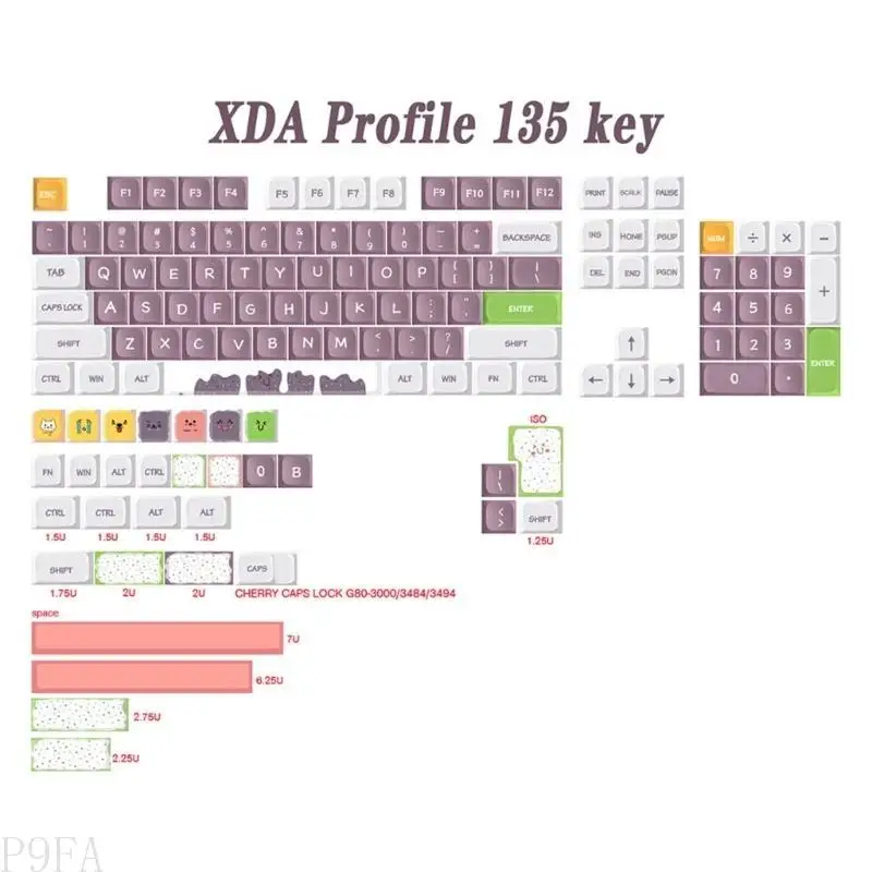 P9FA Sweet Keycaps XDA-Schlüsselkap