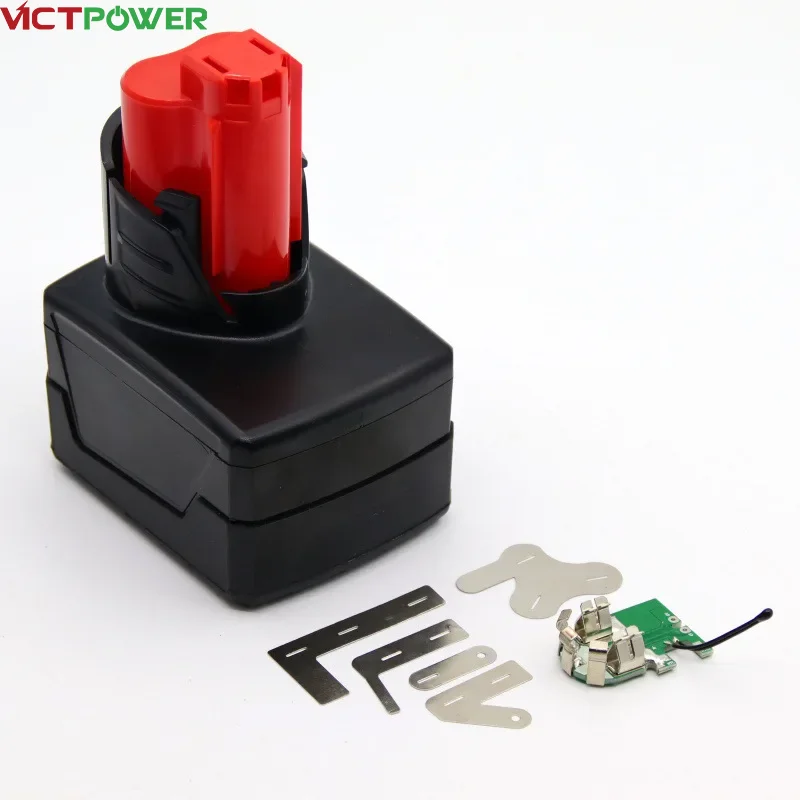 Victpower 18650 9-cell BMS Li-ion Battery Case Replacement for Milwaukee Battery 12v Case Cordless Combo Kit Housing