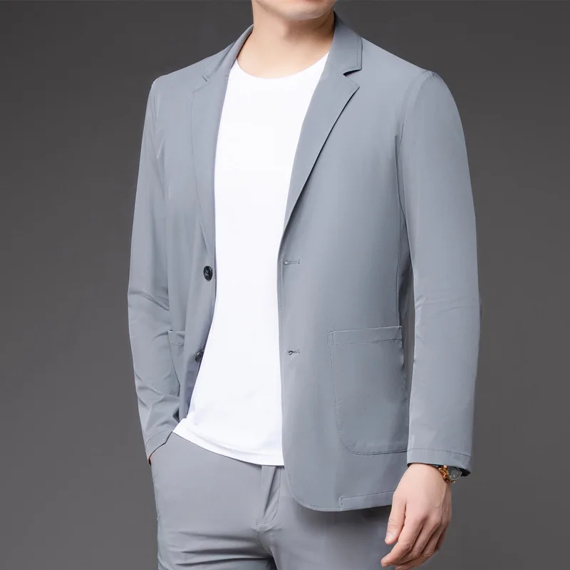 

HOO 2023 Men's Summer Thin Sunscreen Single Layer Suit Jacket Lightweight Breathable Casual blazer