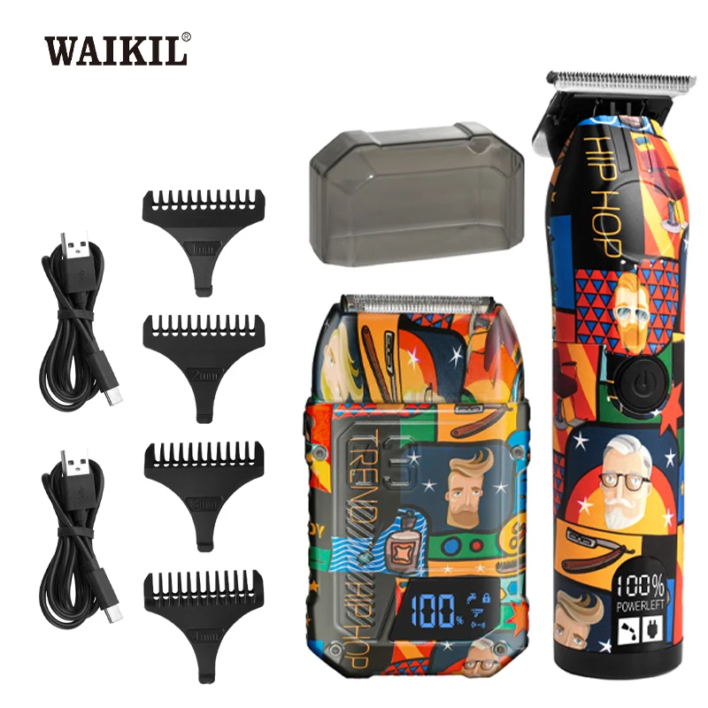 

WAIKIL Professional Men's Home Trimmer Set Electric Hair Clipper Shaver Oil Head Whitening Device USB Charging Hair Clipper