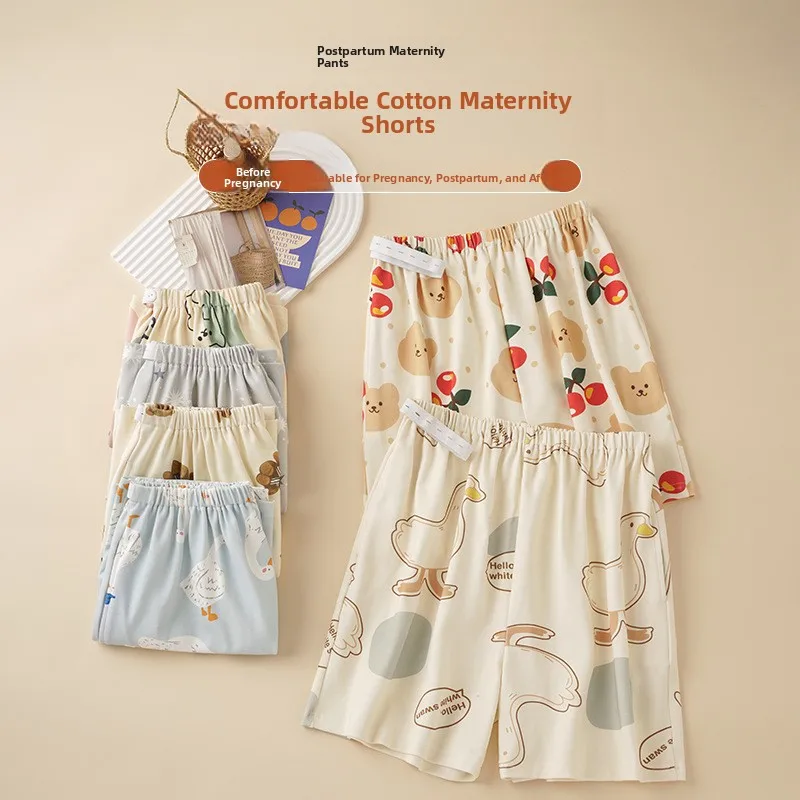 Summer Materni orts Adjustable Waist Cotton Loose Comfortable Postpartum Women's Outdoor Home Lazy Pants Materni Clothing