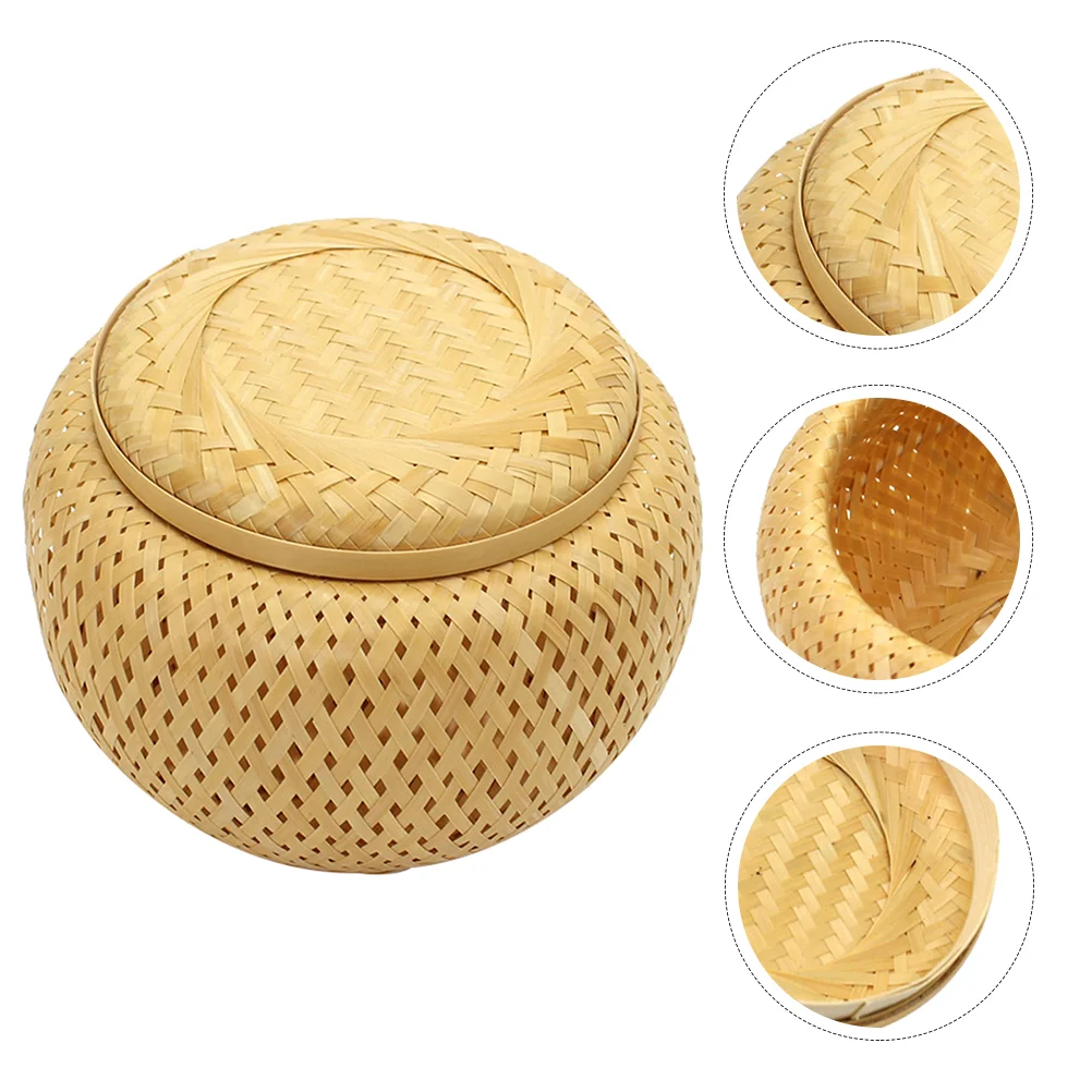 

Wicker Basket Bamboo Flower Tea Tabletop Storage Blanket Food Containers with Lids