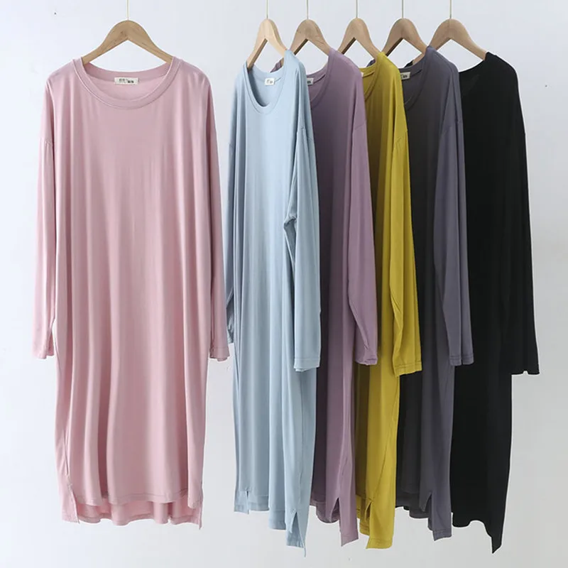 Loose Big Size Nightwear Dress For Women New Long Sleeve Spring Summer Nightgowns Female Modal Comfortable Sleepwear Nightdress