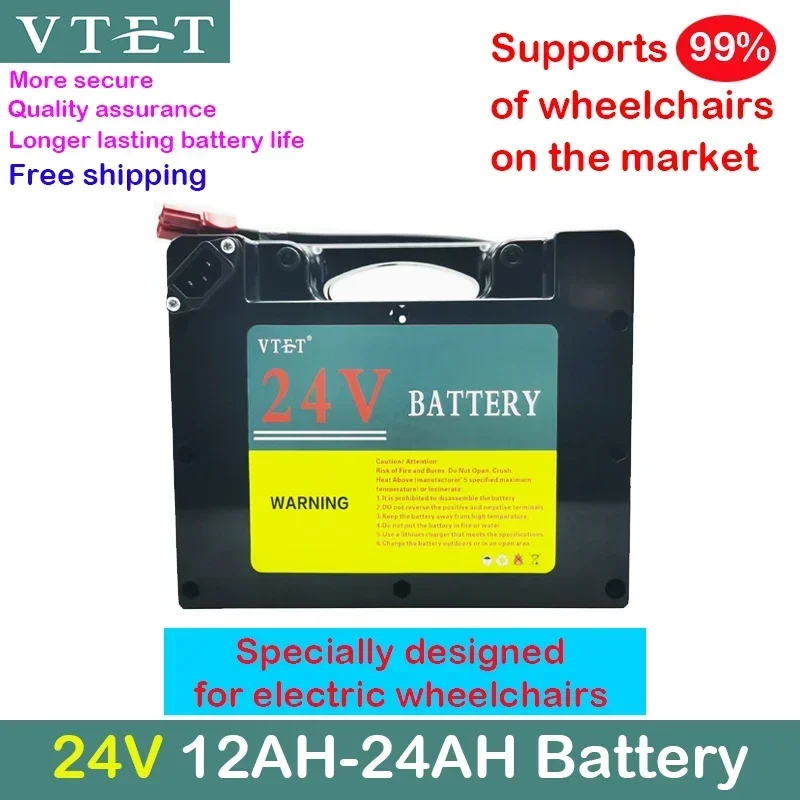 

VTET 24V12AH/24Ah Electric Wheelchair Universal Portable Battery Brand New Genuine, Long-lasting, Safe and Reliable Battery Pack