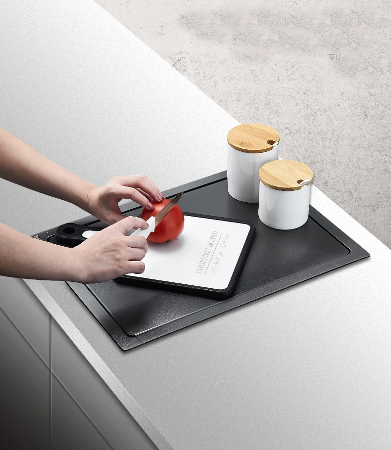 Factory Customizable 16g Hidden Undermount RV Kitchen Sink 304 Stainless Steel with Cover Four Holes Nano Surface Treatment - view 3