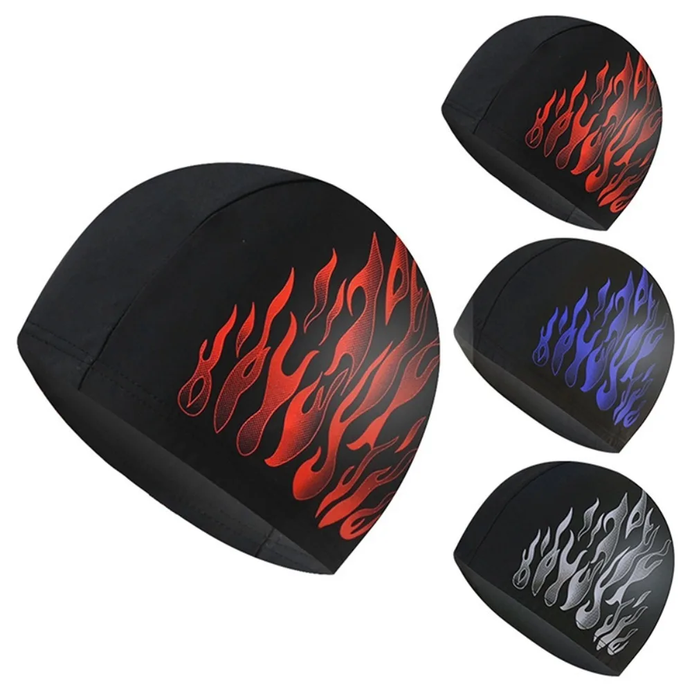 Flame Style Summer Swimming Accessories Sunscreen Ear Protection Nylon Swimming Hat Bathing Hat Diving Hats Swimming Cap