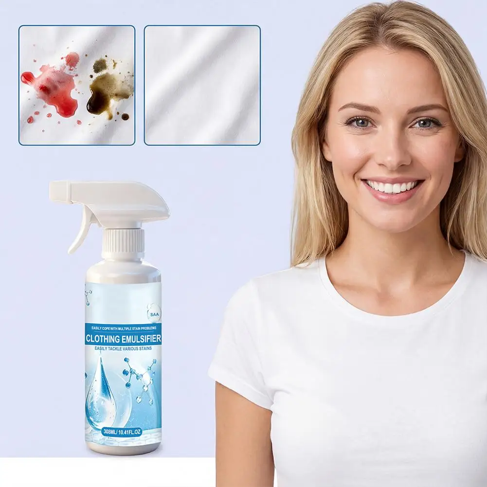 Spray Emulsionante para Ropa de 308 ml, Potente Quitamanchas para Múltiples Manchas Difíciles, Práctica Botella con Atomizador para el Cuidado de Telas