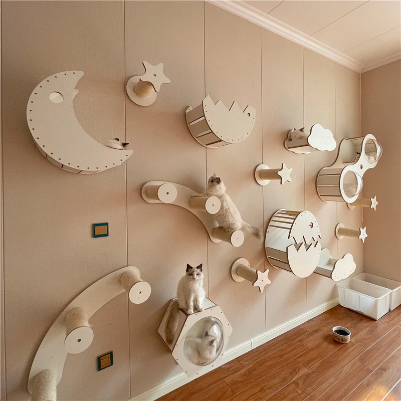 

The product can be customized.Ecological solid wood cat climbing frame wall-mounted space capsule without occupying air