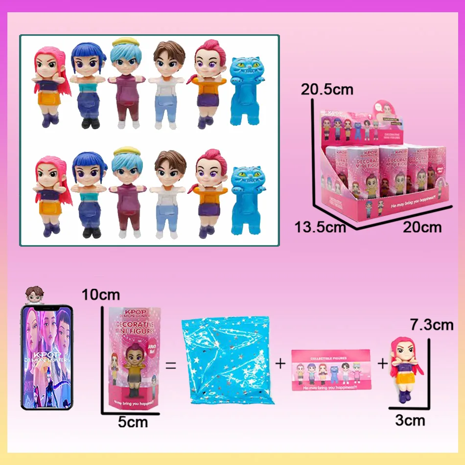 ชุดฟิกเกอร์อนิเมะ Demon Hunters สไตล์เคป๊อป แบบกล่องสุ่ม - รูมิ มิรา โซอี้ ของสะสมลายเสือ สำหรับตกแต่งโทรศัพท์